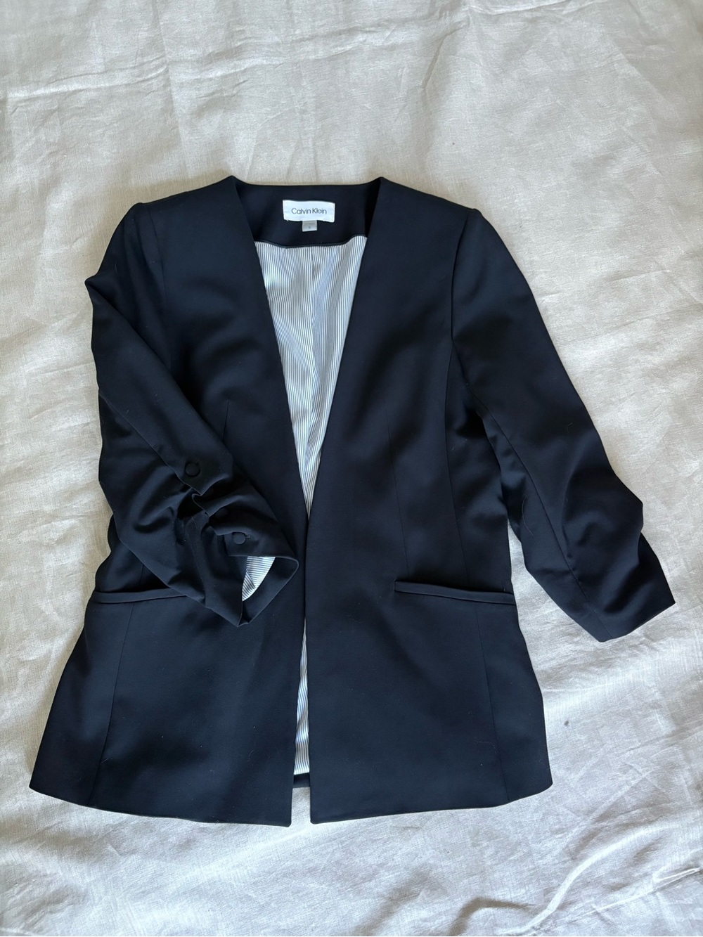 Calvin Klein Women's Navy Blue Open-Front Blazer Jacket
